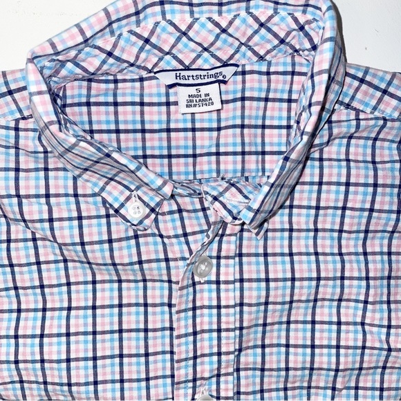 Hartstrings | Toddler Boys Size 5 Button Down Collared Dress Shirt Pink Blue - Picture 2 of 3